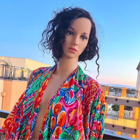 Oversized Vintage Abstract Floral Beaded Kimono Cardigan - Picture 5 of 12